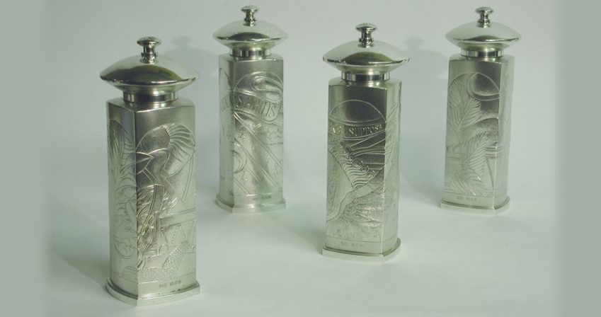 The ‘Nugee’ silver pepper mills, 1996