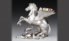 Victorian silver Pegasus salt cellar