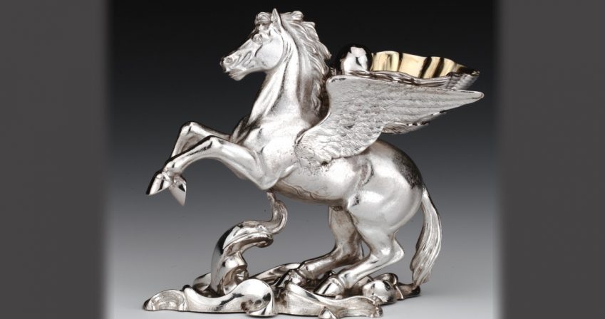 Victorian silver Pegasus salt cellar