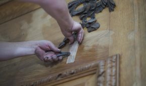 The Grinling Gibbons is removed piece by piece