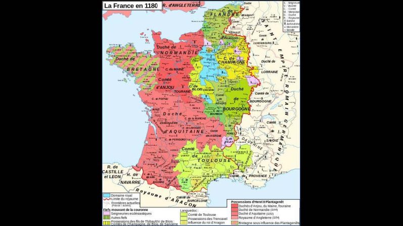 Map of France 1180 – England and Aquitaine