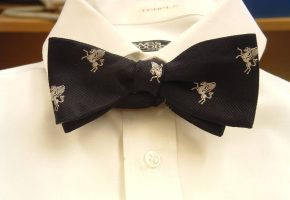 Tied bow tie on a shirt