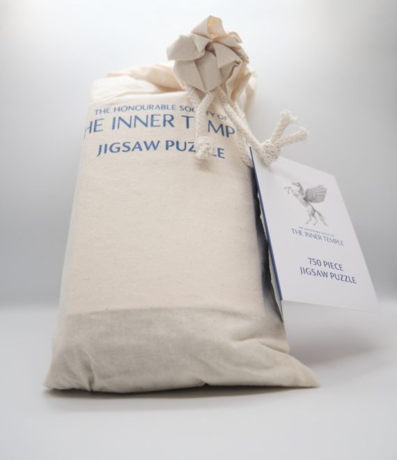 A canvas bag containing the jigsaw