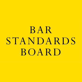 Bar Standards Board logo on yellow background