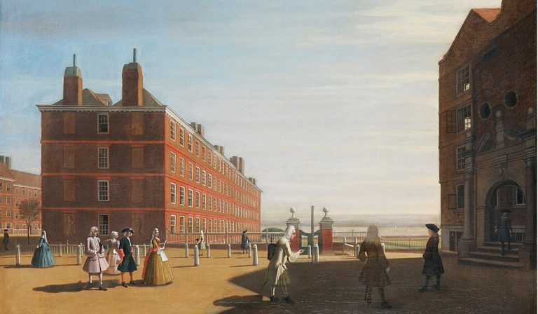 A view of the north end of Paper Buildings, circa 1750