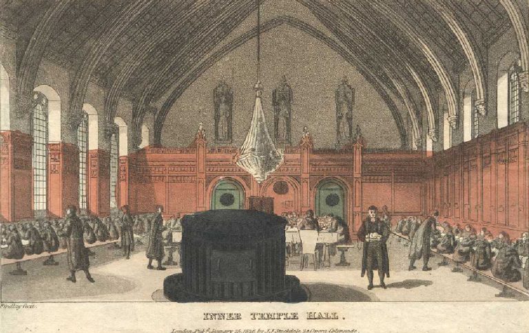 Hall, old coloured aquatint, 1826