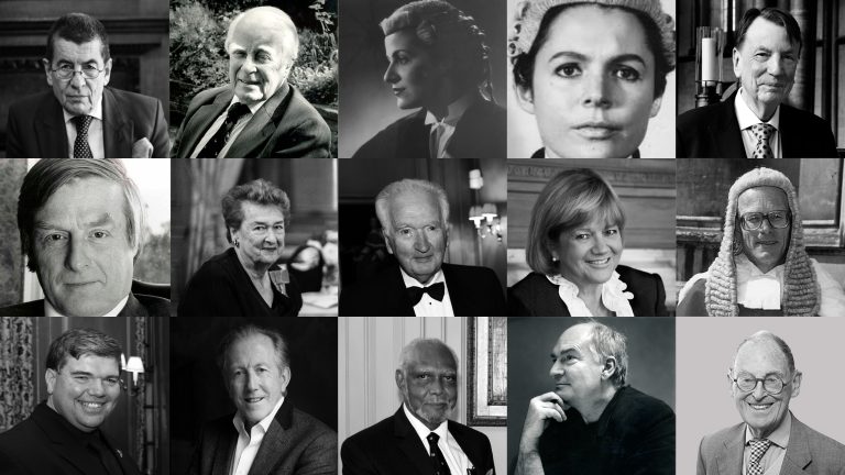 Collage of fifteen black-and-white portraits of individuals who appear to be contributors or participants in an oral history collection, displayed in a three-row by five-column grid. Each portrait is presented in a formal photographic style.